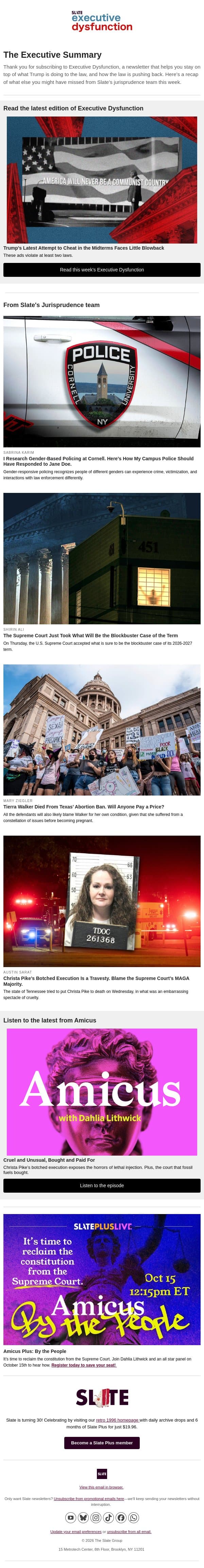 Your Executive Summary: This week's legal coverage email from Slate screenshot