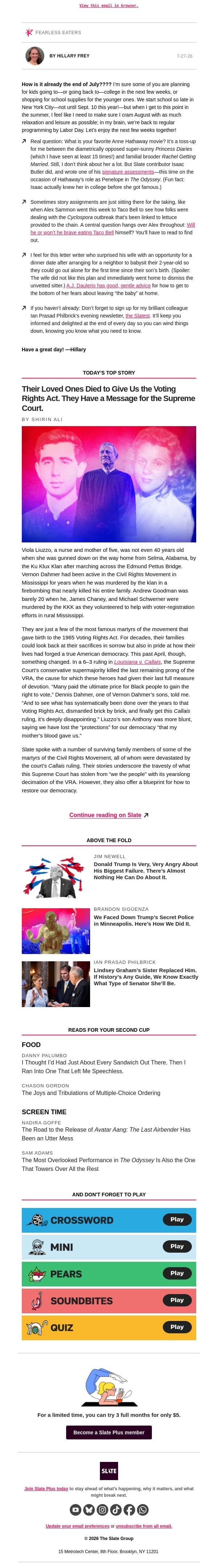 How many times have you seen The Princess Diaries? email from Slate screenshot