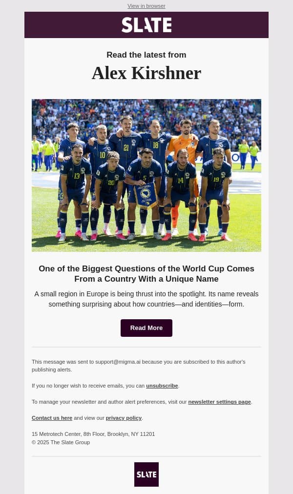 One of the Biggest Questions of the World Cup Comes From a Country With a Unique Name email from Slate screenshot