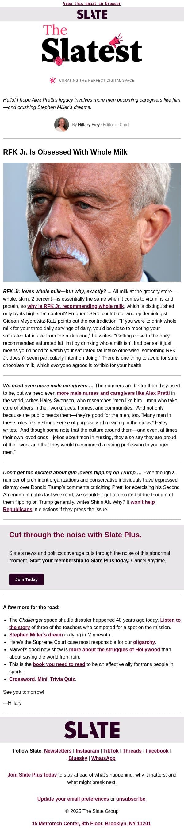 Who needs whole milk? email from Slate screenshot