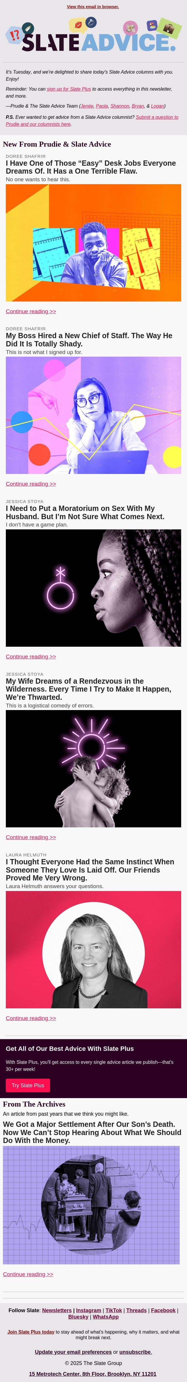 I Have One of Those “Easy” Desk Jobs Everyone Dreams Of. It Has a One Terrible Flaw. email from Slate screenshot
