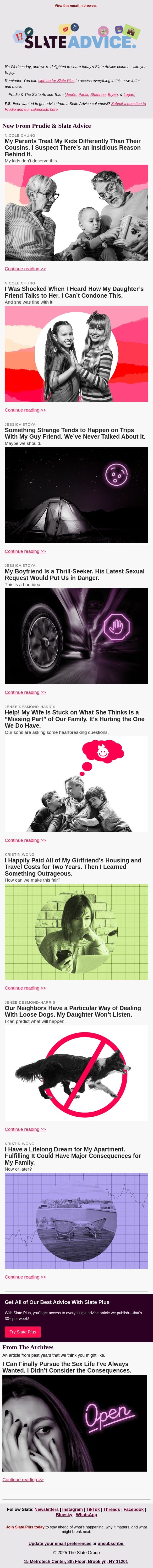 My Parents Treat My Kids Differently Than Their Cousins. I Suspect There’s an Insidious Reason Behind It. email from Slate screenshot