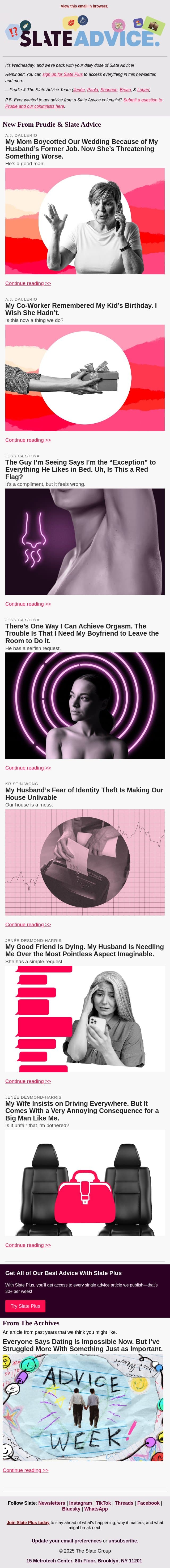 My Mom Boycotted Our Wedding Because of My Husband’s Former Job. Now She’s Threatening Something Worse. email from Slate screenshot