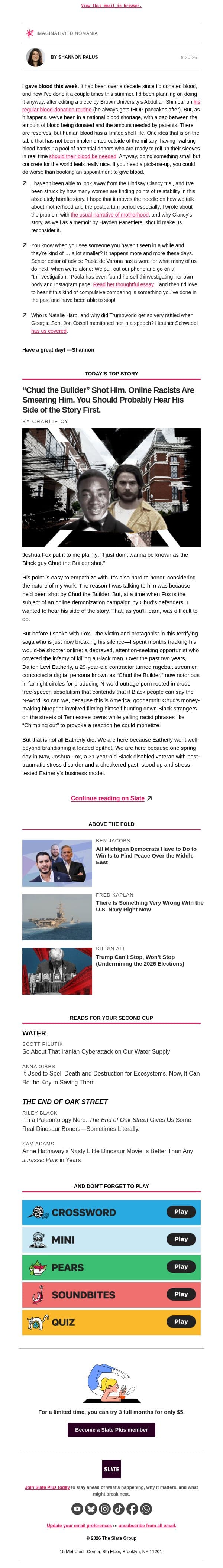 I keep bleeding email from Slate screenshot
