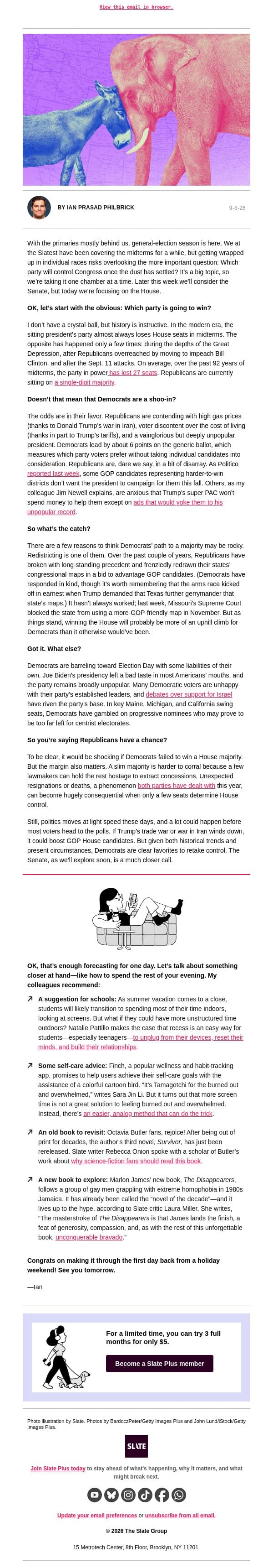 Democrats are going to* win the House email from Slate screenshot