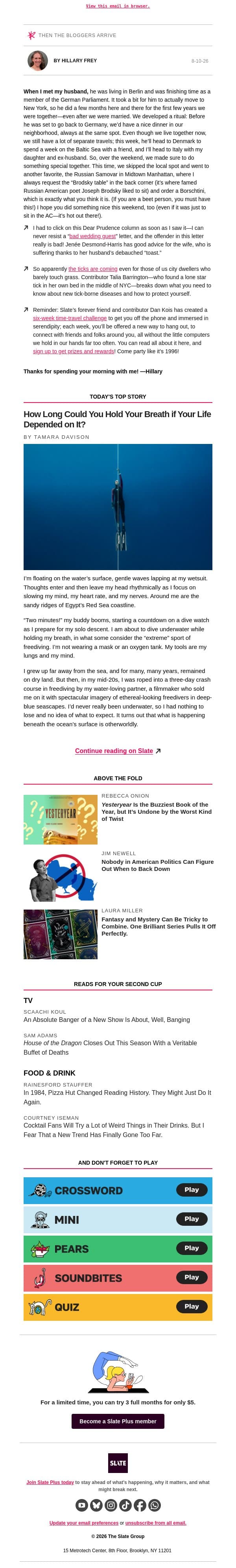 Find your version of the “Brodsky table” email from Slate screenshot