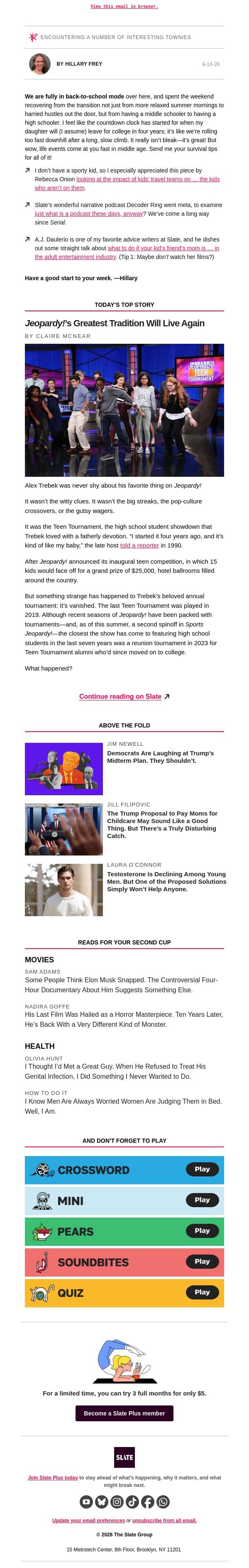Here’s to all the kids who don’t play travel soccer email from Slate screenshot