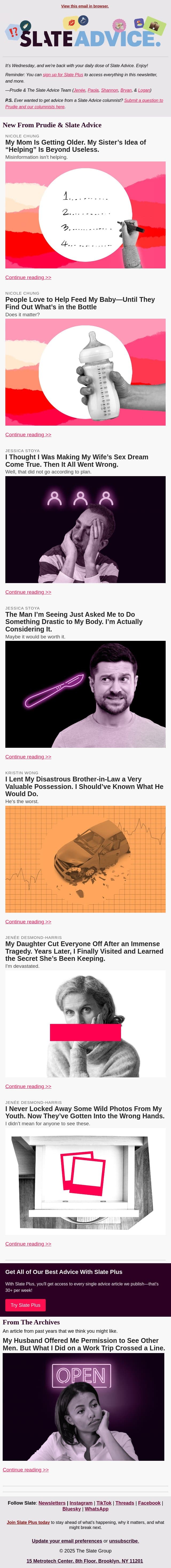 My Mom Is Getting Older. My Sister’s Idea of “Helping” Is Beyond Useless. email from Slate screenshot