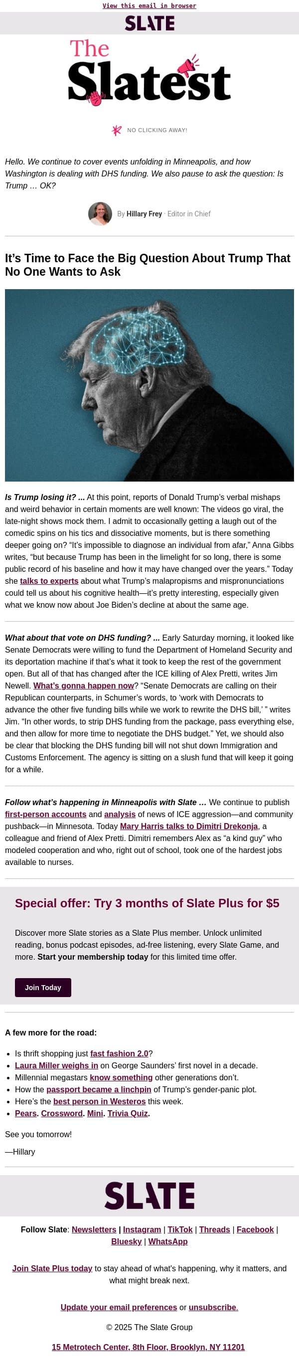 The question about Trump no one wants to ask email from Slate screenshot