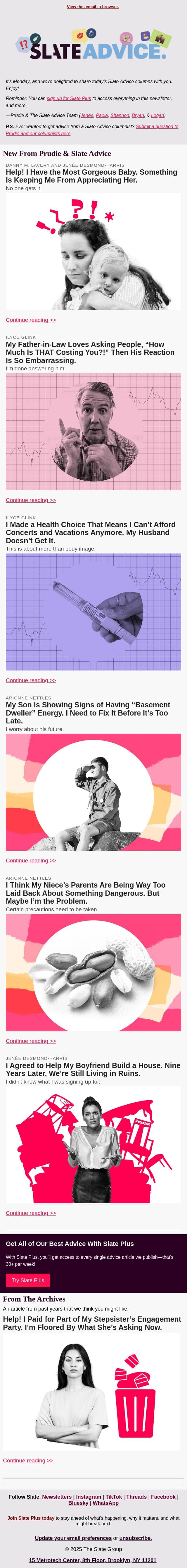 Help! I Have the Most Gorgeous Baby. Something Is Keeping Me From Appreciating Her. email from Slate screenshot