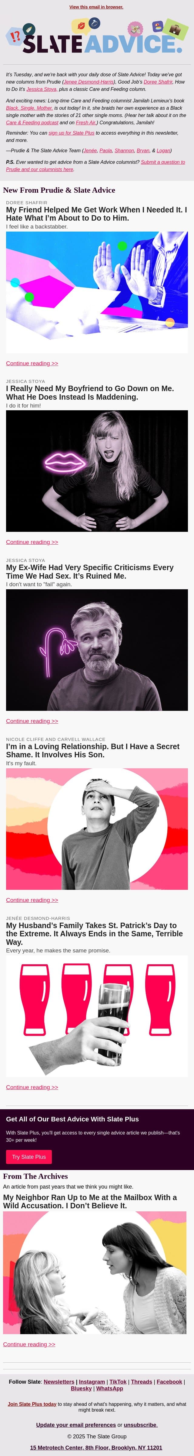 My Friend Helped Me Get Work When I Needed It. I Hate What I’m About to Do to Him. email from Slate screenshot
