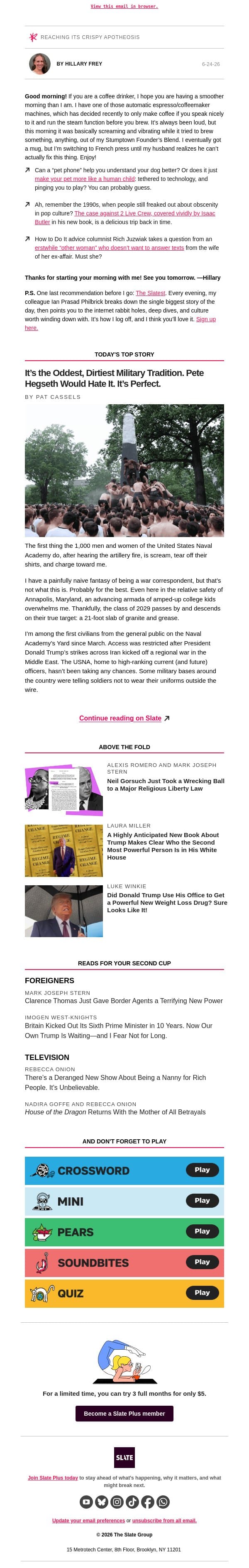 Is that your dog calling? email from Slate screenshot