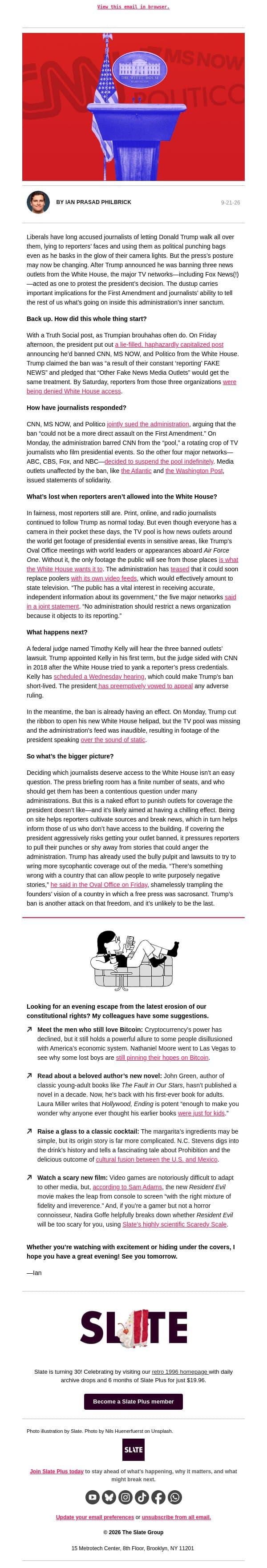 Fox News: Welcome to the resistance? email from Slate screenshot