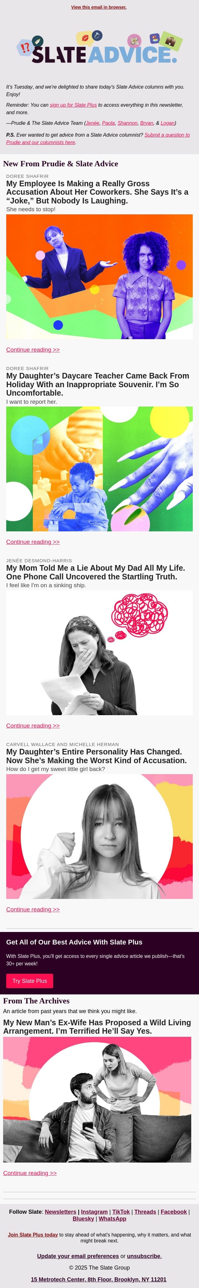 My Employee Is Making a Really Gross Accusation About Her Coworkers. She Says It’s a “Joke,” But Nobody Is Laughing. email from Slate screenshot