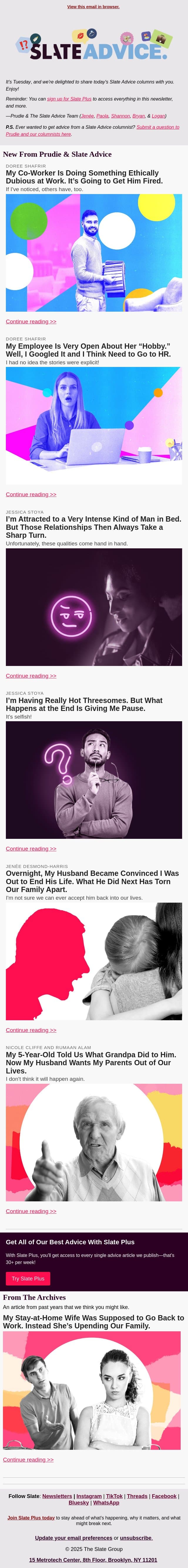 My Co-Worker Is Doing Something Ethically Dubious at Work. It’s Going to Get Him Fired. email from Slate screenshot