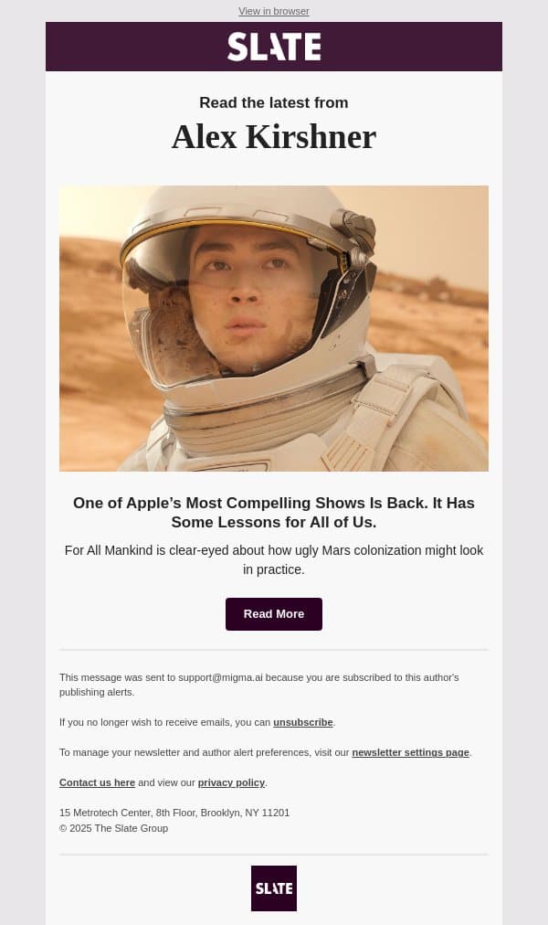 One of Apple’s Most Compelling Shows Is Back. It Has Some Lessons for All of Us. email from Slate screenshot