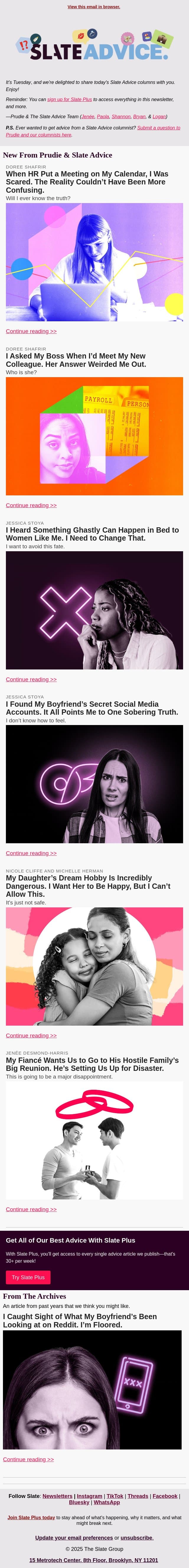 When HR Put a Meeting on My Calendar, I Was Scared. The Reality Couldn’t Have Been More Confusing. email from Slate screenshot