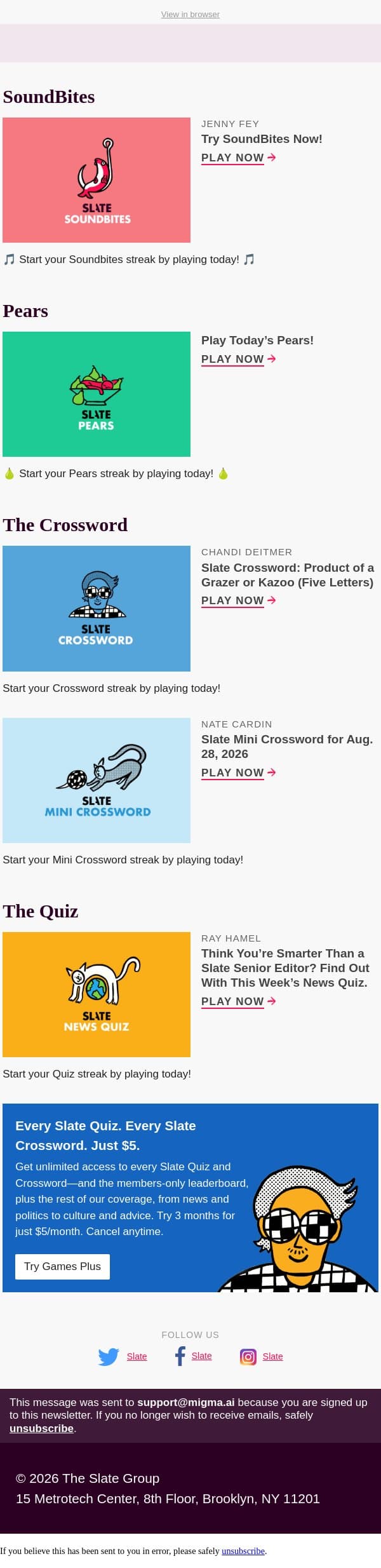 Stay focused on this—squirrel! ... er, this week’s Slate News Quiz email from Slate screenshot