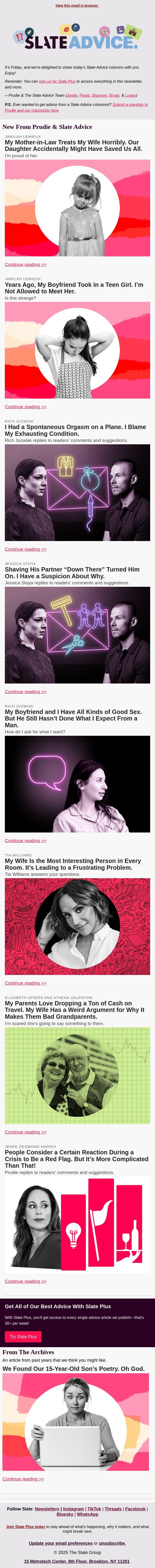 My Mother-in-Law Treats My Wife Horribly. Our Daughter Accidentally Might Have Saved Us All. email from Slate screenshot