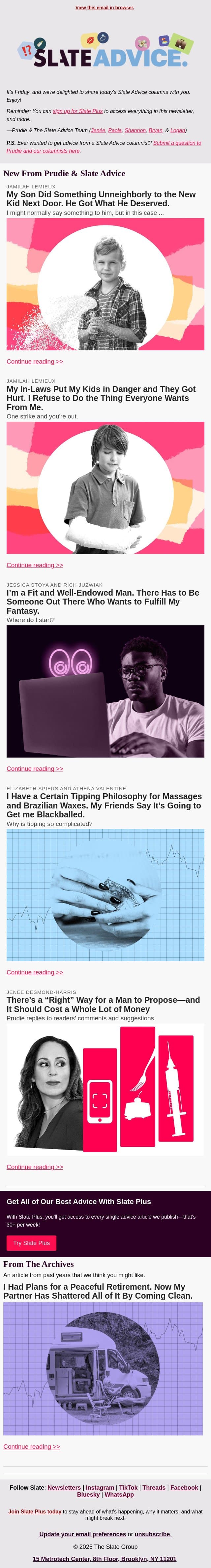 My Son Did Something Unneighborly to the New Kid Next Door. He Got What He Deserved. email from Slate screenshot