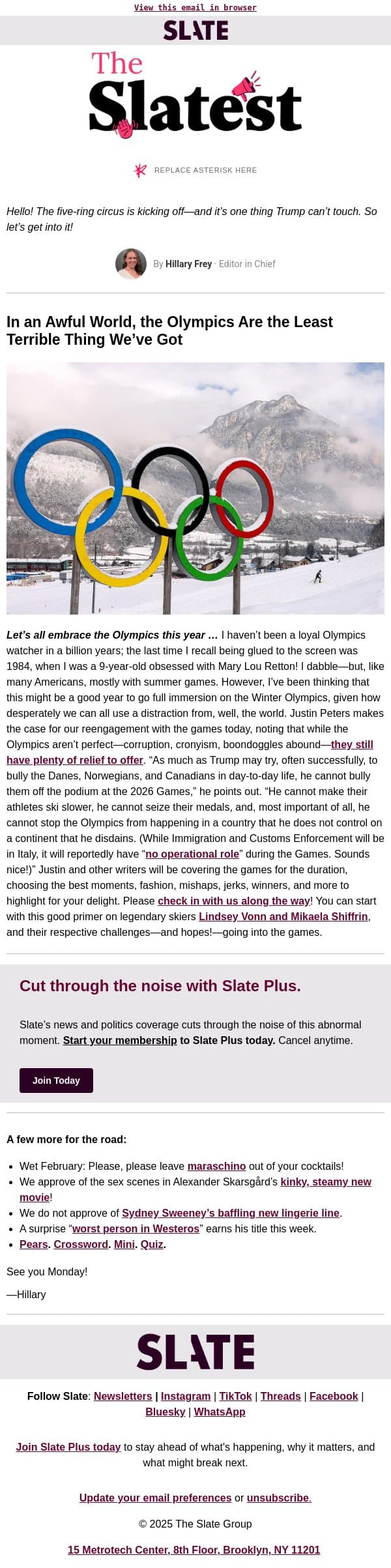 This is the year to love the Olympics email from Slate screenshot