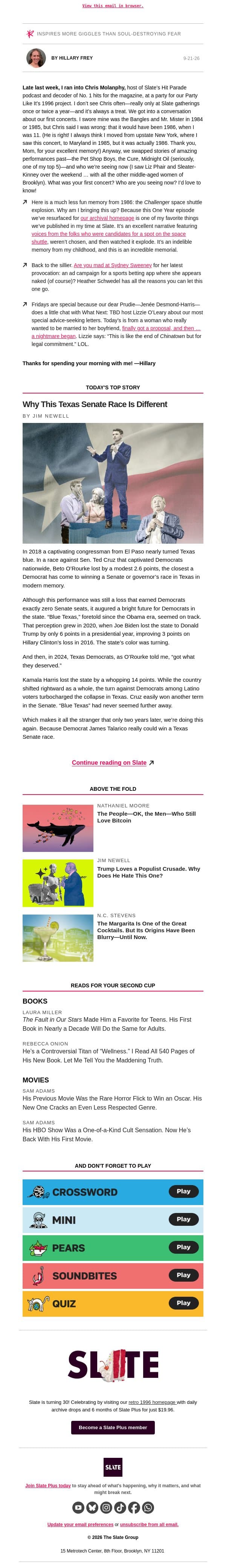 Be mad at Sydney Sweeney—for the right reasons email from Slate screenshot