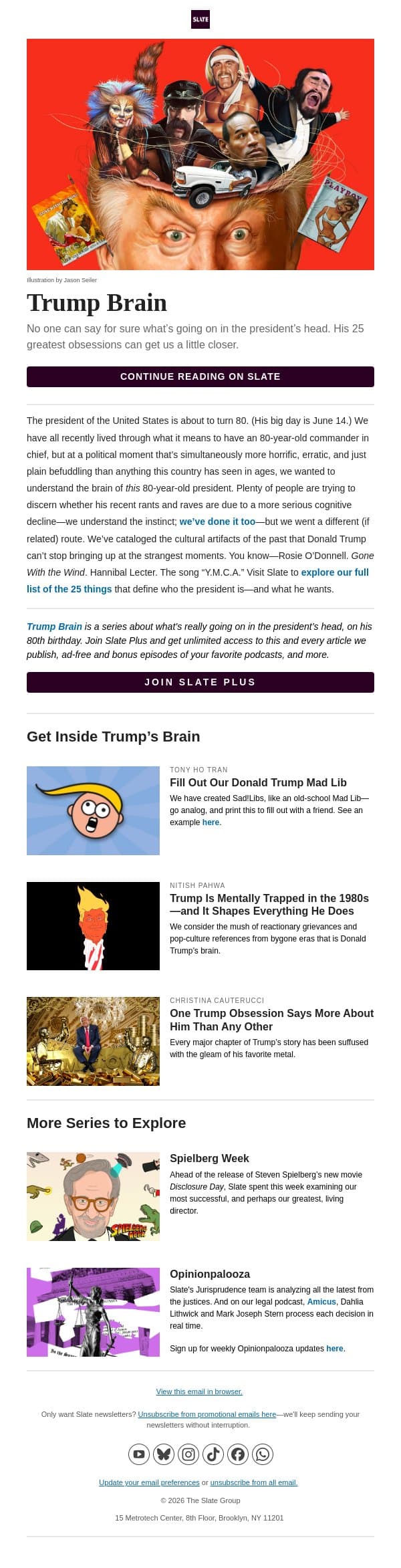 What’s really going on in the president’s head email from Slate screenshot