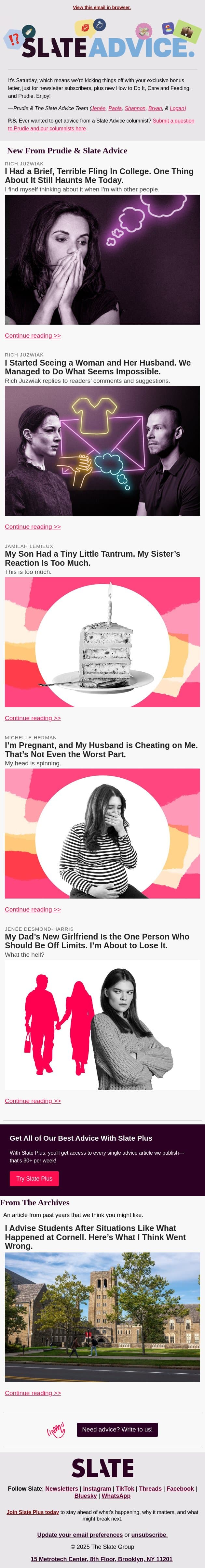 I Had a Brief, Terrible Fling In College. One Thing About It Still Haunts Me Today. email from Slate screenshot