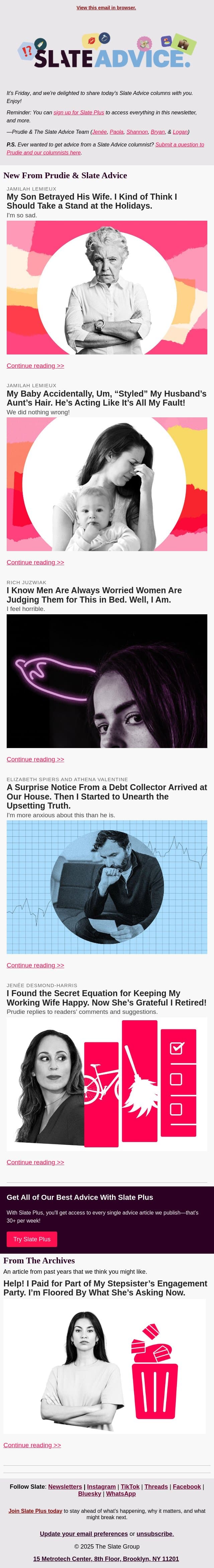 My Son Betrayed His Wife. I Kind of Think I Should Take a Stand at the Holidays. email from Slate screenshot