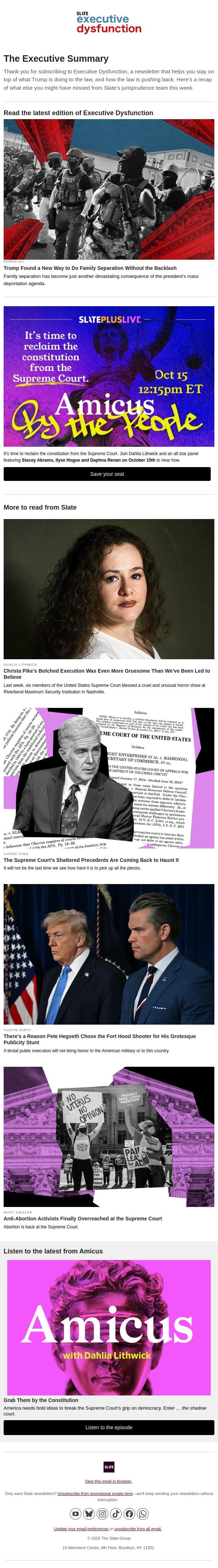 Your Executive Summary 🏛️ email from Slate screenshot