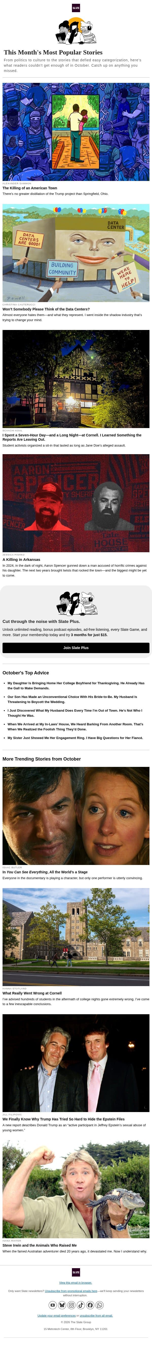 Catch up on October's top stories email from Slate screenshot