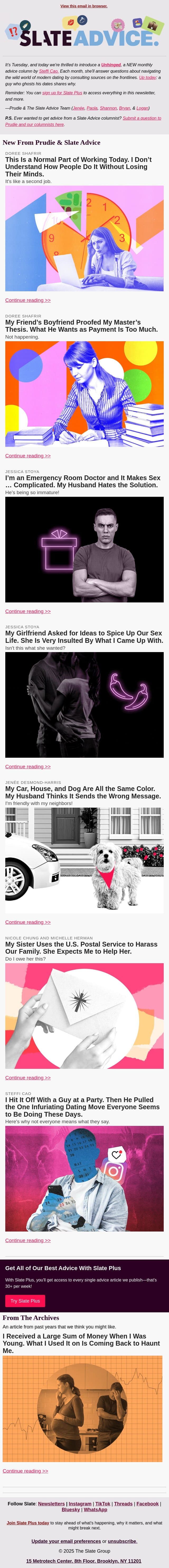 This Is a Normal Part of Working Today. I Don’t Understand How People Do It Without Losing Their Minds. email from Slate screenshot