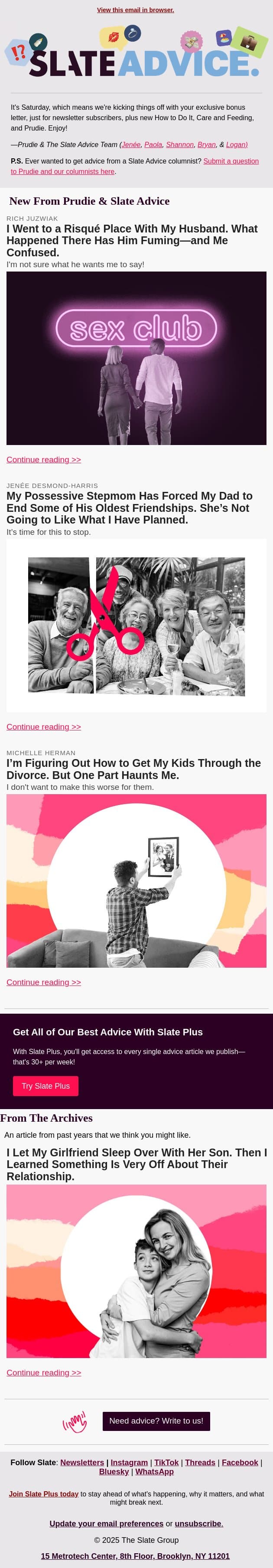 I Went to a Risqué Place With My Husband. What Happened There Has Him Fuming—and Me Confused. email from Slate screenshot