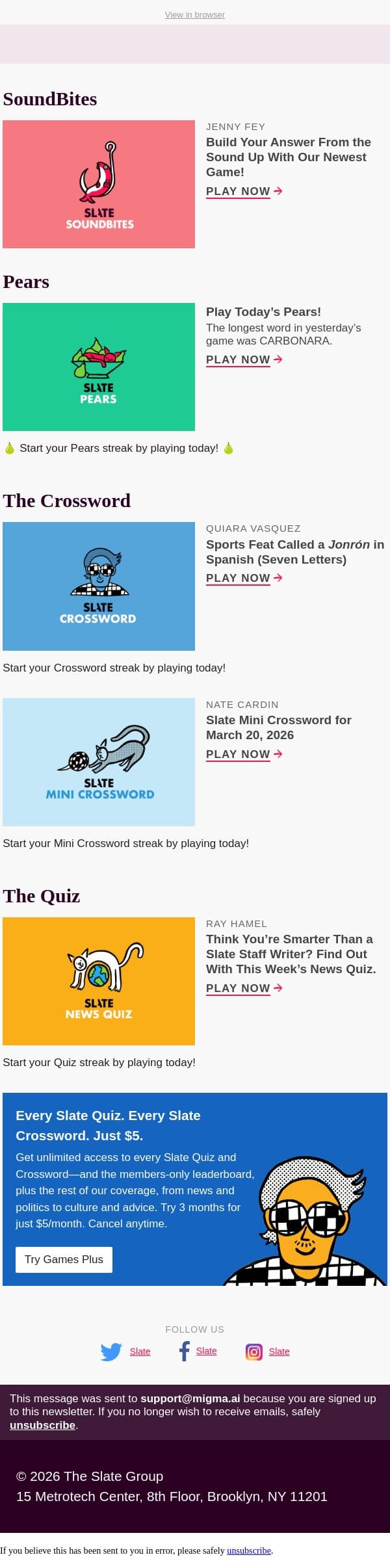 Get your facts straight in this week’s Slate News Quiz email from Slate screenshot