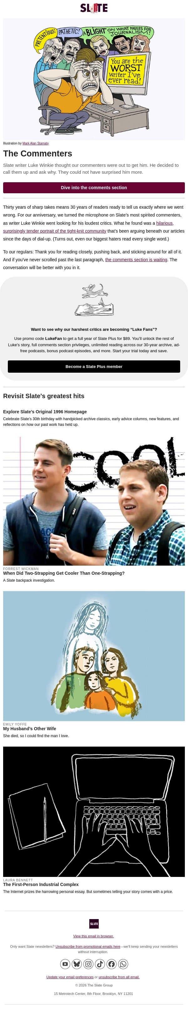 We met our most devoted commenters IRL email from Slate screenshot