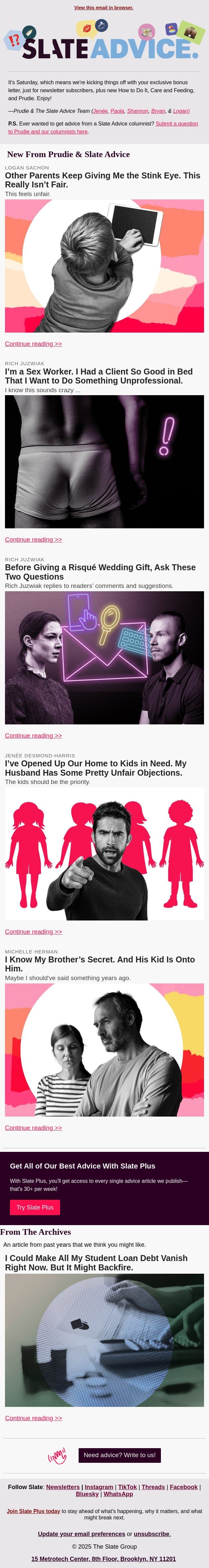 Other Parents Keep Giving Me the Stink Eye. This Really Isn’t Fair. email from Slate screenshot