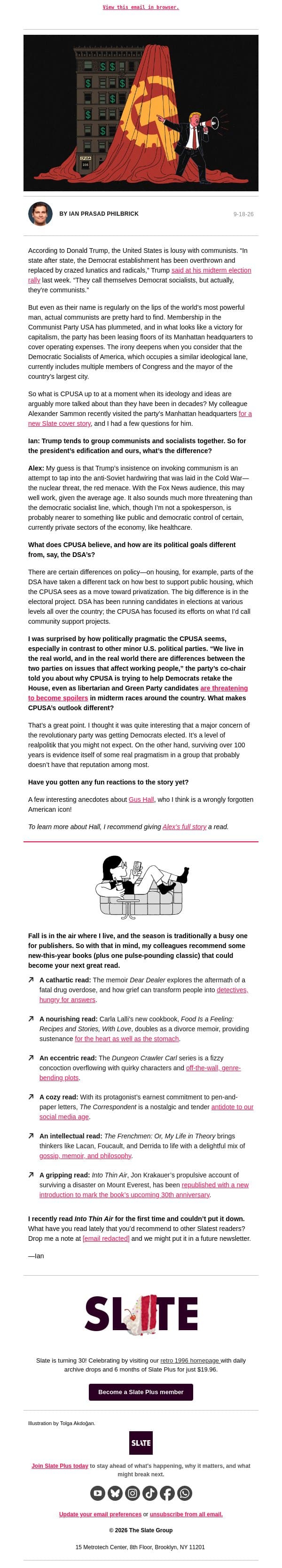 What American communists are actually like email from Slate screenshot