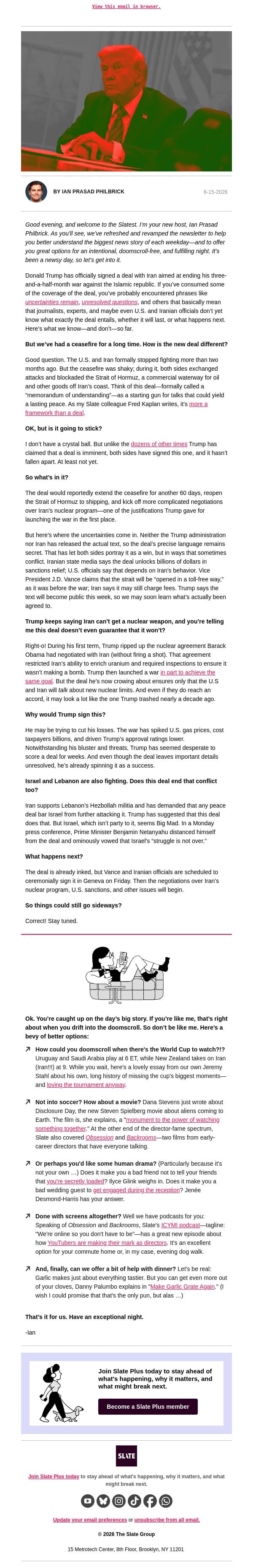Is Trump’s Iran deal for real? Sort of. email from Slate screenshot
