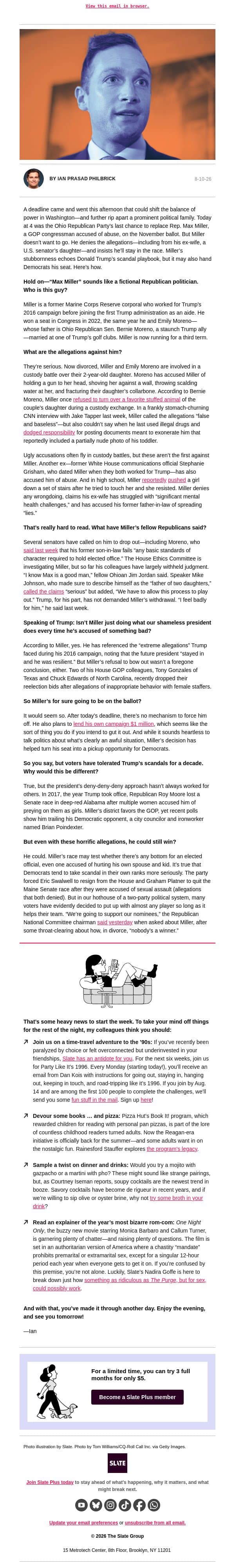 Will disturbing abuse allegations cost Republicans the House? email from Slate screenshot