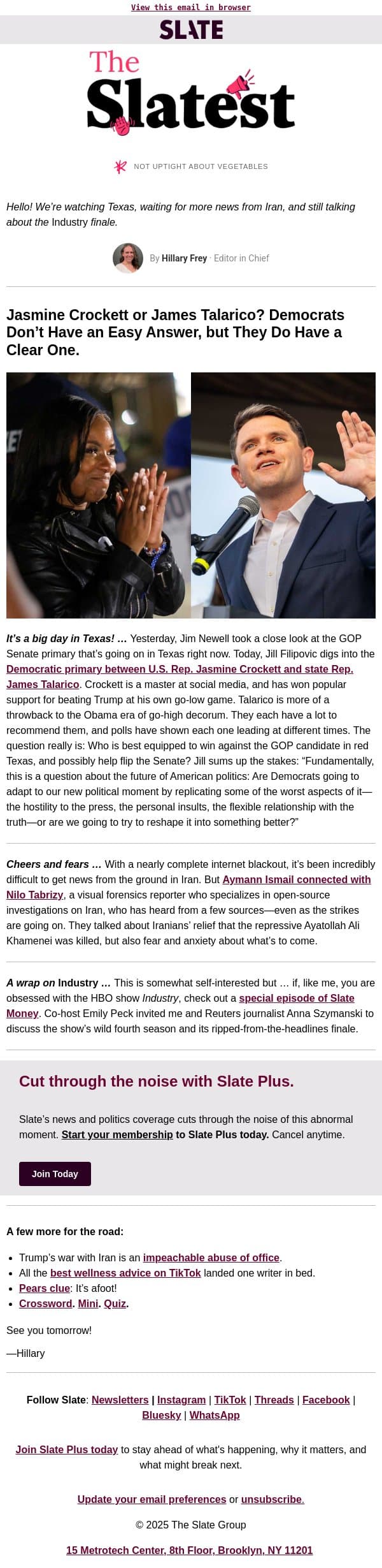Be careful with adding stuff to your smoothie email from Slate screenshot