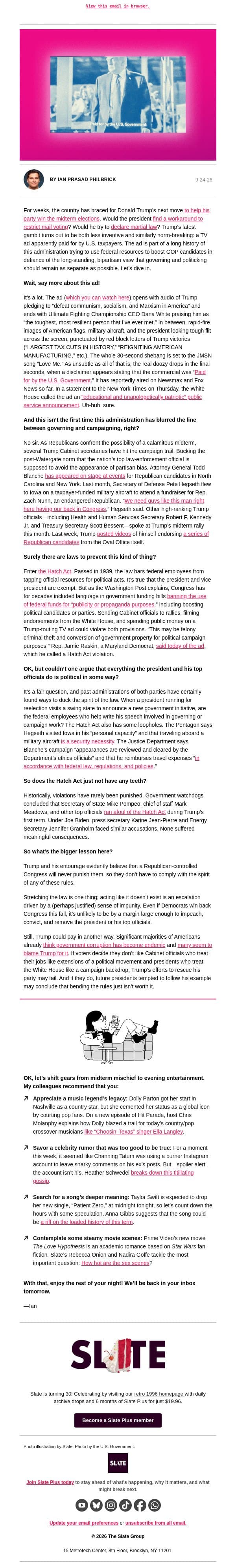 The latest sign Trump is feeling scared about the midterms email from Slate screenshot