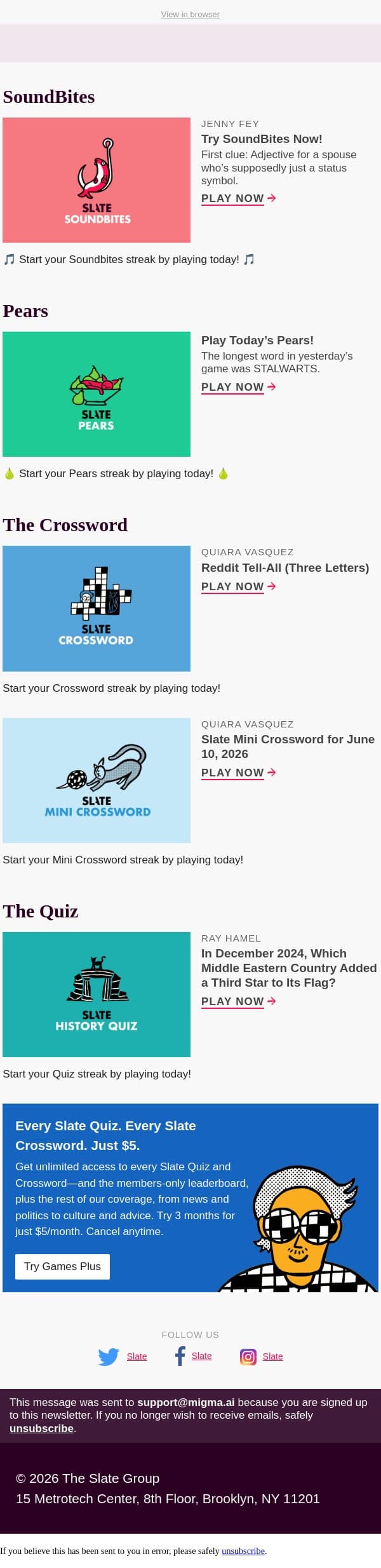 Which Middle Eastern country added a third star to its flag in 2024? email from Slate screenshot