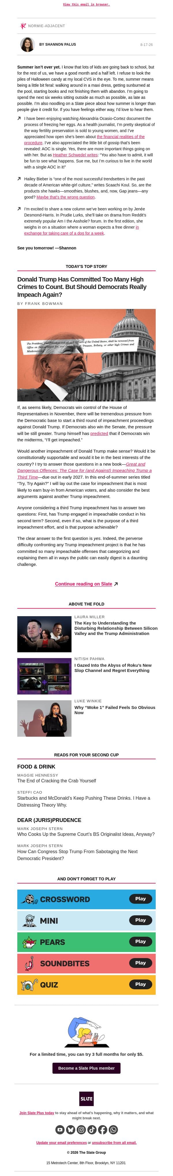 Surprise—look who’s single email from Slate screenshot