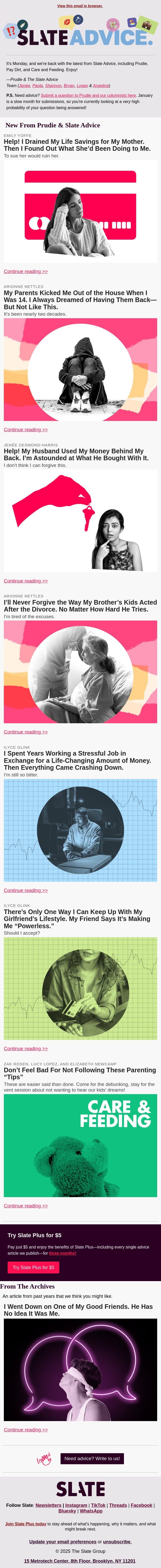 Help! I Drained My Life Savings for My Mother. Then I Found Out What She’d Been Doing to Me. email from Slate screenshot