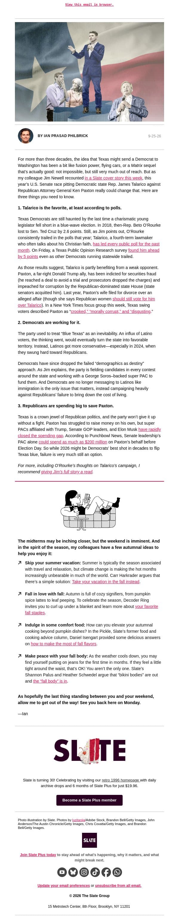 It’s OK to believe the hype about Democrats in Texas, just this once email from Slate screenshot