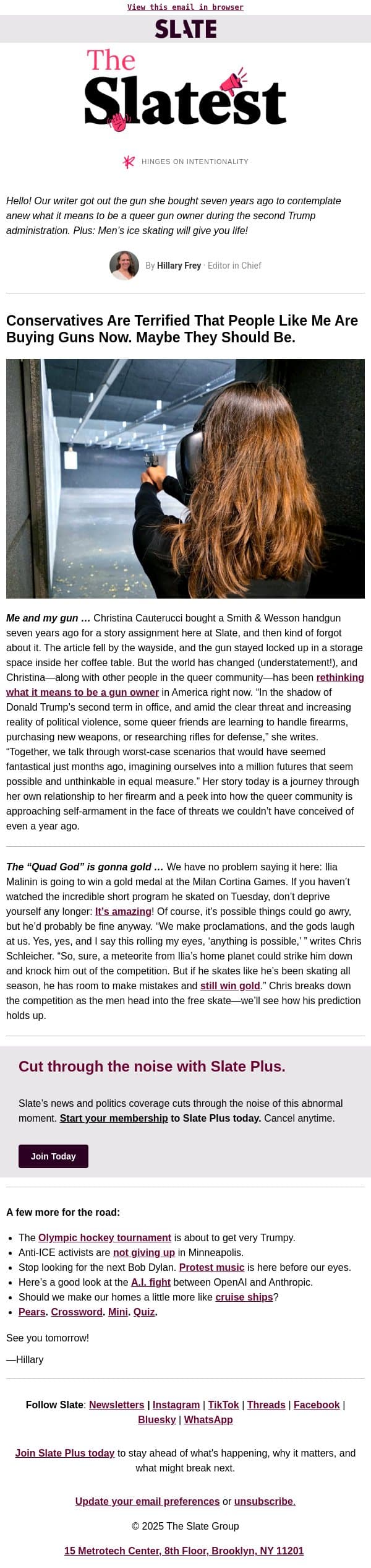 The difference between owning a gun and using it email from Slate screenshot