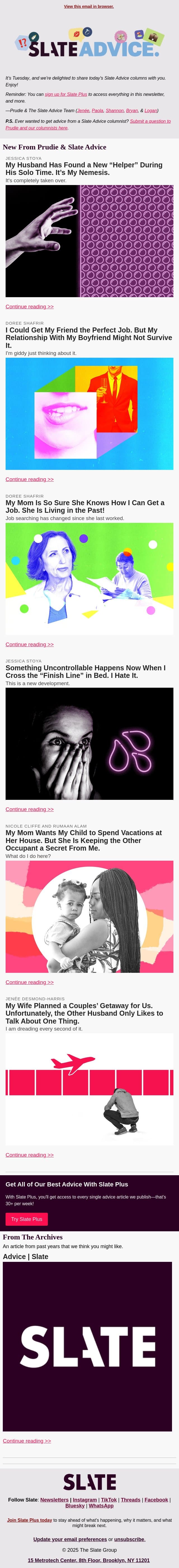 My Husband Has Found a New “Helper” During His Solo Time. It’s My Nemesis. email from Slate screenshot
