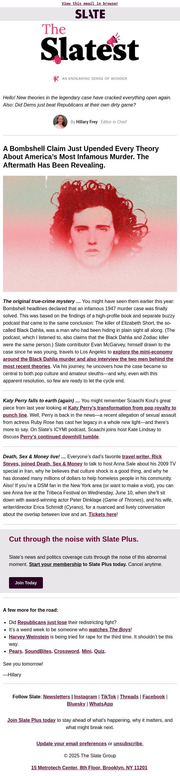 Will we ever quit the Black Dahlia? email from Slate screenshot
