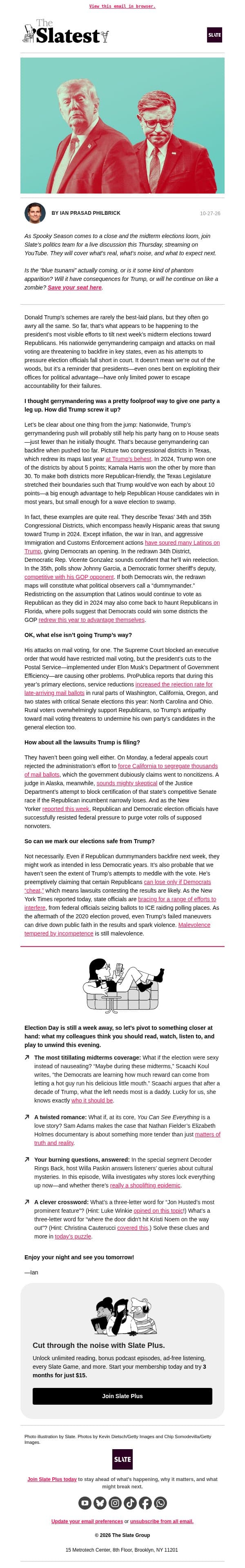 Trump’s ploy to tip the midterms is backfiring email from Slate screenshot