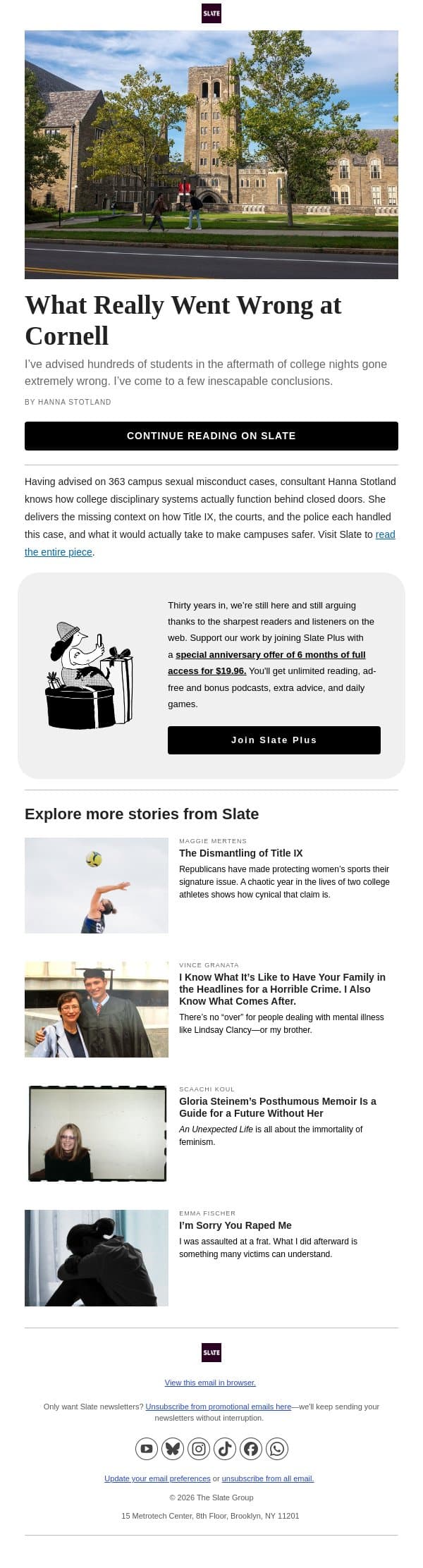What really went wrong at Cornell email from Slate screenshot